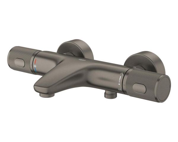 Grohe Precision Feel Thermostat-Wannenbatterie mit ProGrip Rändelstruktur, hard graphite gebürstet 34788AL0 