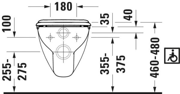 Duravit D-Code Wand-WC 70x36cm, eckig, barrierefreie Ausführung, HygieneGlaze, weiß