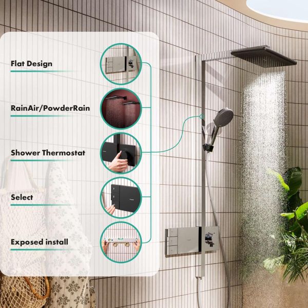 hansgrohe Raindance Alive Q Duschsystem 210/340 2 Strahlarten, ShowerSelect Comfort, schwarz matt