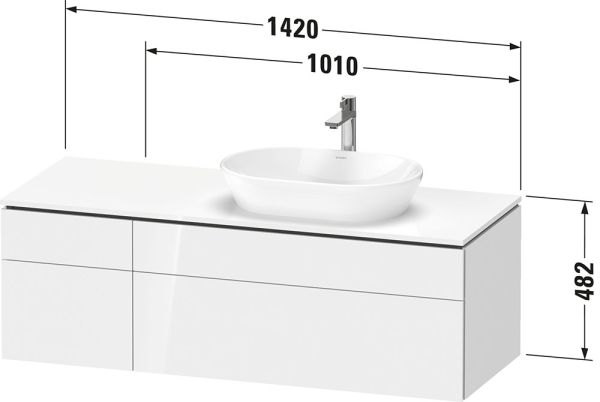 Duravit L-Cube Waschtischunterschrank wandhängend 142x55cm mit 4 Schubladen für Aufsatzbecken rechts
