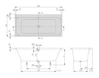Vorschau: Villeroy&Boch Architectura Rechteck-Badewanne 150x70cm, weiß