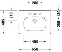Vorschau: Duravit D-Code Waschtisch rechteckig 65x48,5cm, mit 1 Hahnloch und Überlauf, weiß 03426500002