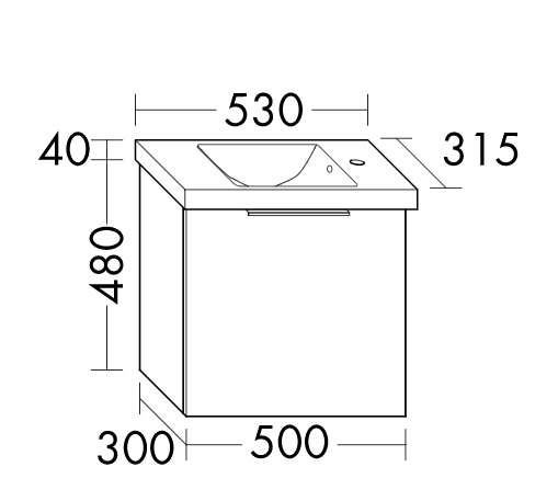 Burgbad Eqio Keramik-Handwaschbecken 53x31,5cm mit