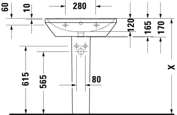 Duravit D-Neo Waschtisch rechteckig 65x44cm, mit Hahnloch und Überlauf, weiß