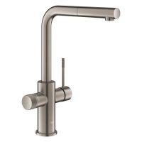 Grohe 2.0 Blue 5-in-1-Armatur, L-Auslauf, ausziehbar, hard graphite gebürstet 104430AL01 