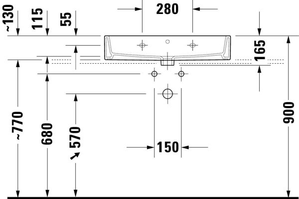 Duravit Vero Air Waschtisch rechteckig 70x47cm, mit Überlauf, ohne Hahnloch, weiß 2350700060
