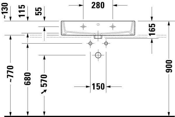 Duravit Vero Air Waschtisch 70x47cm, mit Überlauf, mit Wondergliss, weiß 23507000271