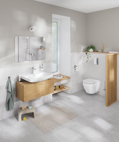 Grohe Euro Keramik Waschtisch 60cm, Hahnloch & Überlauf, weiß