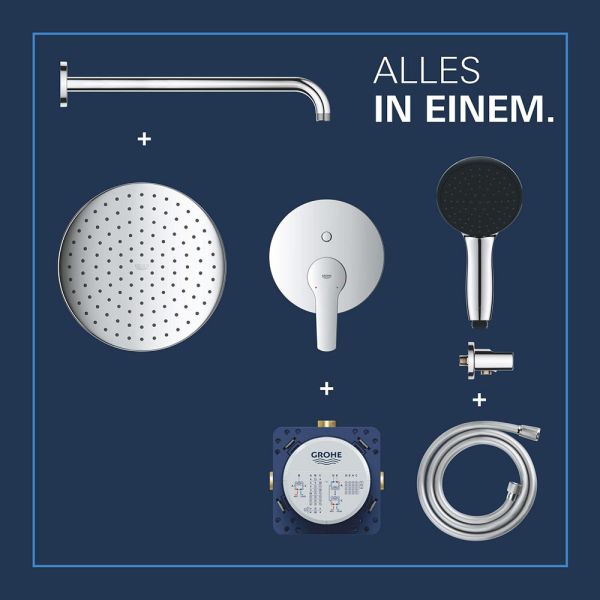 Grohe Start UP-Duschsystem rund mit Thermostat, Vitalio Start Kopfbrause, chrom