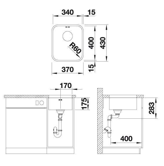 Blanco Supra 340-U Unterbaubecken, edelstahl bürstfinish