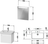 Vorschau: Duravit No.1 Badmöbel-Set 65cm mit Waschtisch, Spiegelschrank, 1 Auszug und Innenschublade