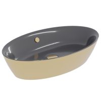 Vorschau: Catalano Velis Aufsatzwaschtisch 70x42cm gold/schwarz 70VLNN0