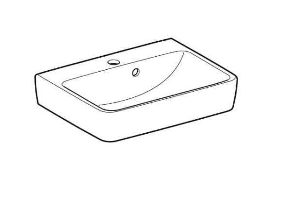 Geberit Renova Plan Handwaschbecken mit asymmetrischem Überlauf, mit 1 Hahnloch, 50x38cm, weiß_1