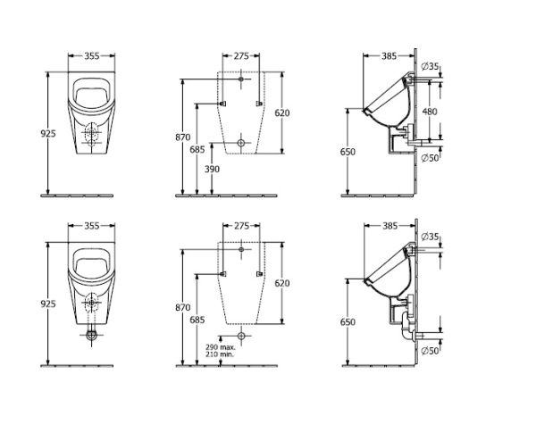 Villeroy&Boch Architectura Absaug-Urinal spritzhemmend, weiß 5574