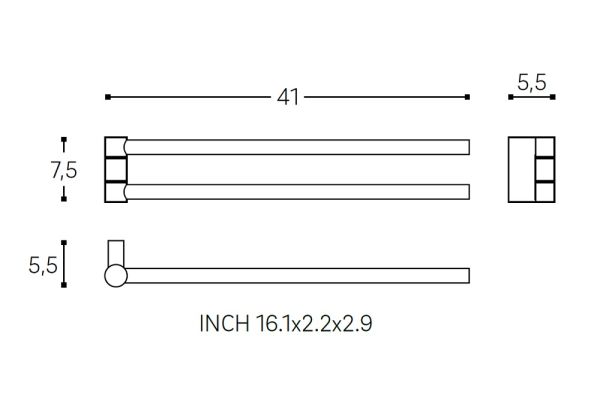 Cosmic Project Handtuchstange 2-armig, schwenkbar, 41cm, chrom