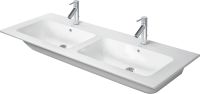 Vorschau: Duravit ME by Starck Doppelwaschtisch 130x49cm, 2 Hahnlöcher, mit Überlauf, WonderGliss, weiß seidenmatt 23361332001