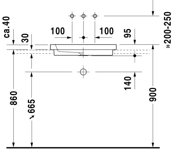 Duravit Universal Einbauwaschtisch rechteckig 58x41,5cm, ohne Überlauf, ohne Hahnloch, weiß 0317580000