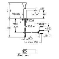 Vorschau: Grohe Eurocube Joy Einhand-Waschtischbatterie mit Ablaufgarnitur, M-Size, chrom