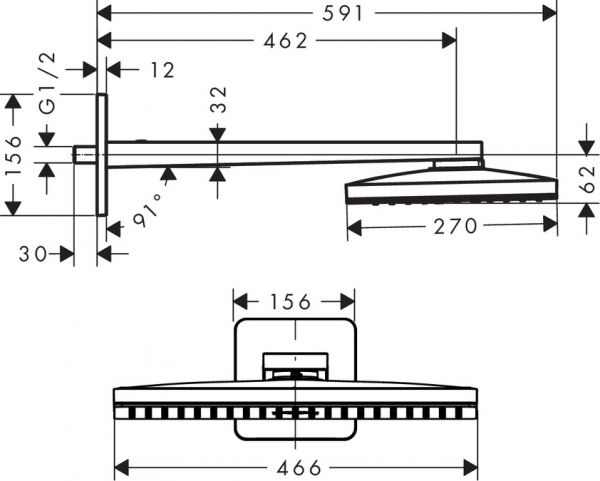 Axor ShowerSolutions Kopfbrause 460/300 1jet mit Brausearm und Softcube Rosette