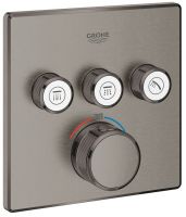 Grohe Grohtherm SmartControl Thermostat mit 3 Absperrventilen, Fertigmontageset eckig hard graphite gebürstet 29126AL0