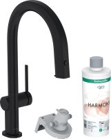 Hansgrohe Aqittura M91 FilterSystem 210 Starter Set mit sBox, Ausziehauslauf, 1jet, schwarz matt