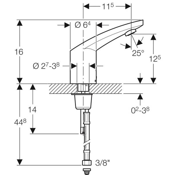 Geberit Waschtischarmatur Typ 185, Batteriebetrieb, chrom