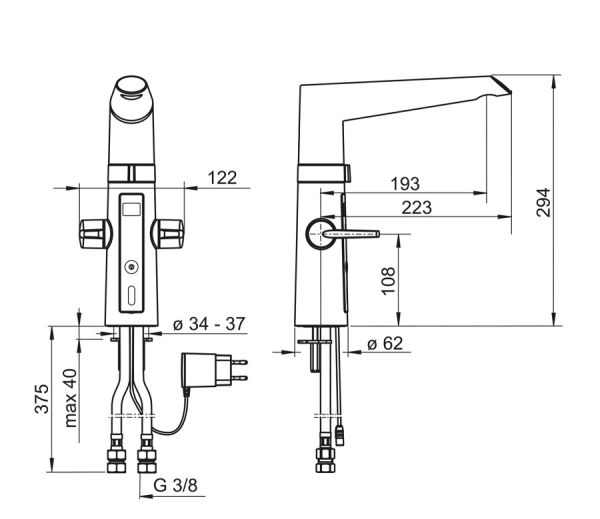 Hansa Hansafit Hybrid Spültisch-Elektronik-Einlochbatterie, Infrarot, chrom