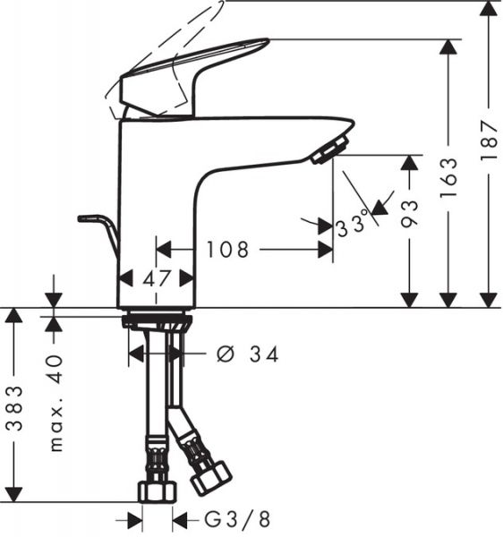 Hansgrohe Logis Einhebel-Waschtischmischer 100 LowFlow 3,5 l/min mit Ablaufgarnitur, chrom