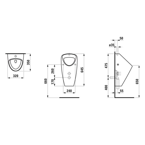 Laufen Caprino Plus Absauge-Urinal Zulauf außen