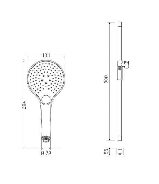 WimTec OCEAN S7 Handbrause-Set 90cm mit Wandanschlussbogen, chrom