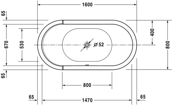 Duravit Starck freistehende Badewanne oval 160x80cm, weiß