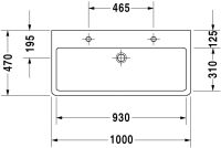 Vorschau: Duravit Vero Waschtisch 100x47cm, 2 Hahnlöcher, mit Überlauf, geschliffen, weiß 0454100026