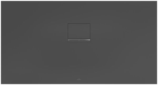 Villeroy&Boch Squaro Infinity Quaryl®-Duschwanne, lange Seite geschnitten an der Wand, 140x75cm, anthracite, UDQ1475SQI2BV-1S