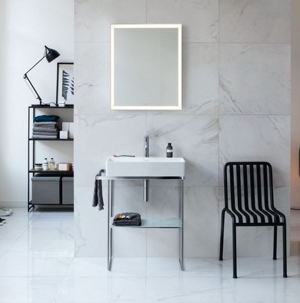 Duravit DuraSquare Waschtisch 50x47cm, ohne Überlauf, mit Wondergliss, mit nicht verschließbarem Ablaufventil, weiß 23535000411