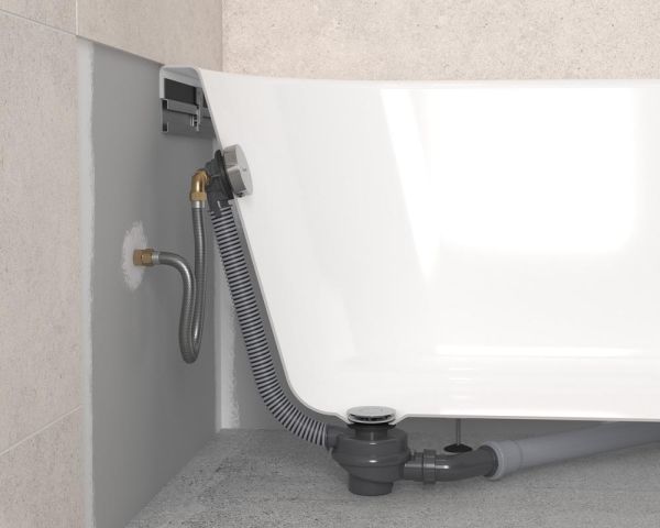 hansgrohe Exafill Fertigset Wanneneinlauf, Ab- und Überlaufgarnitur, brushed black chrome/weiß glanz