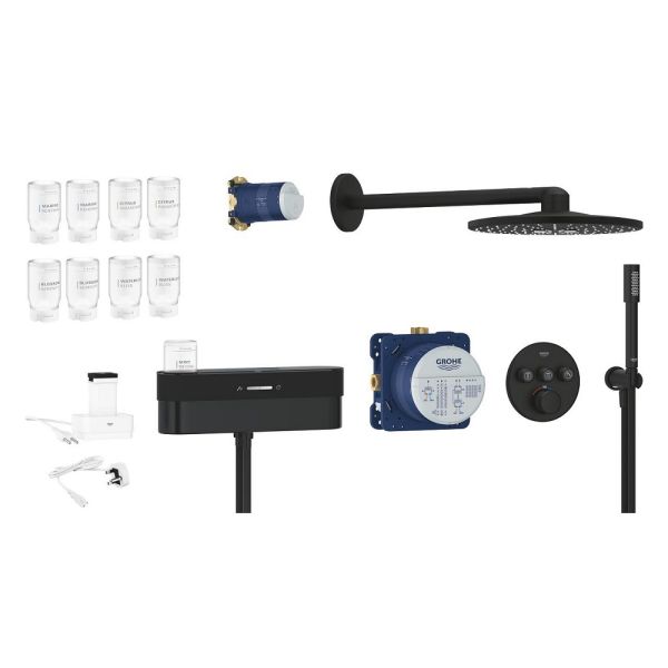 Grohe Grohtherm SmartControl PUREFOAM Duschsystem Unterputz mit Rainshower SmartActive 310, phantom black 105812KF00