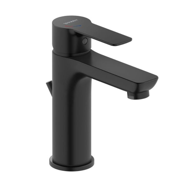 Duravit D-Code Waschtischarmatur M mit Zugstangenablaufgarnitur, schwarz matt
