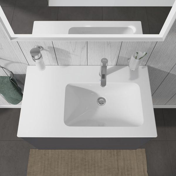 Duravit ME by Starck Waschtisch 83x49cm, 1 Hahnloch, Becken rechts, WonderGliss, weiß 23468300001