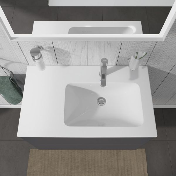 Duravit ME by Starck Waschtisch 83x49cm, 1 Hahnloch, mit Überlauf, Becken rechts, weiß 2346830000