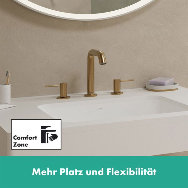 Hansgrohe Tecturis S 3-Loch Waschtischarmatur 150 mit Push-Open Ablaufgarnitur, brushed bronze