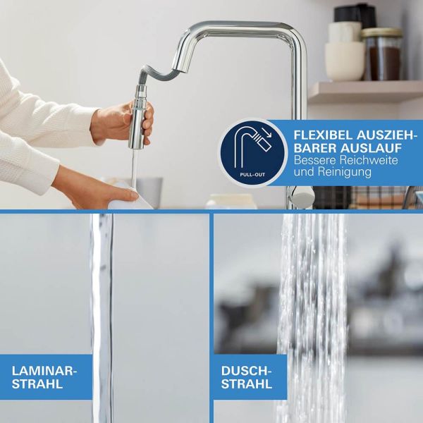 Grohe Start 2-in-1-Hybrid Küchenarmatur mit ausziehbarer Spülbrause