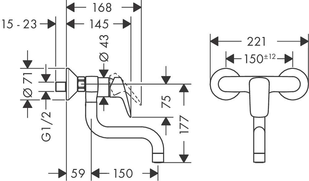 Hansgrohe Logis M31 Einhebel-Küchenmischer für wandmontierte
