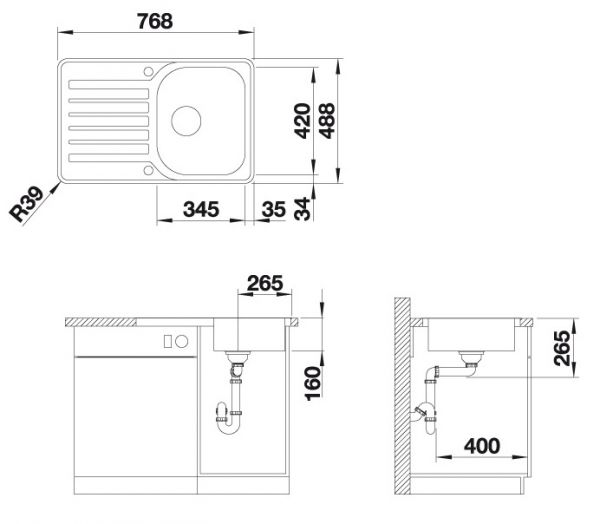 Blanco Lantos 45 S-IF Compact Edelstahlspüle mit Ablauffernbedienung, edelstahl bürstfinish