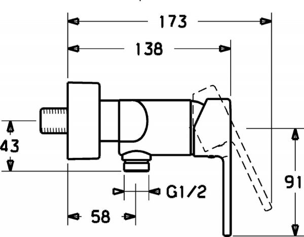 Hansa Hansaronda Einhand-Brause-Batterie, für Wandaufbau, chrom