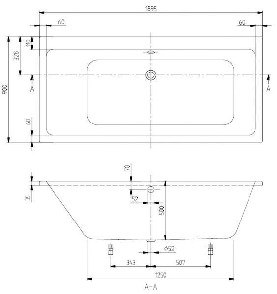 Villeroy&Boch Subway Rechteck-Badewanne 190x90cm