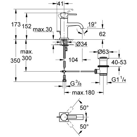 Grohe Allure Waschtischarmatur mit Ablaufgarnitur, M-Size, chrom