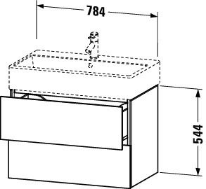 Duravit L-Cube Waschtischunterschrank wandhängend 78x46cm mit 2 Schubladen für Vero Air 235080, techn. Zeichnung