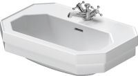 Duravit Serie 1930 Waschtisch oktogonal 60x41cm, mit Überlauf, mit Hahnloch, WonderGliss, weiß 04386000001