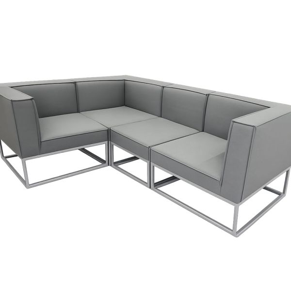KETTLER MODENA MODULAR Casual Dining Lounge-Ecksofa 4er SET Sunbrella®, silber/flanelle