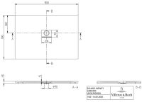 Vorschau: Villeroy&Boch Squaro Infinity Quaryl®-Duschwanne, flächenbündiger Einbau, 130x90cm, techn. Zeichnung